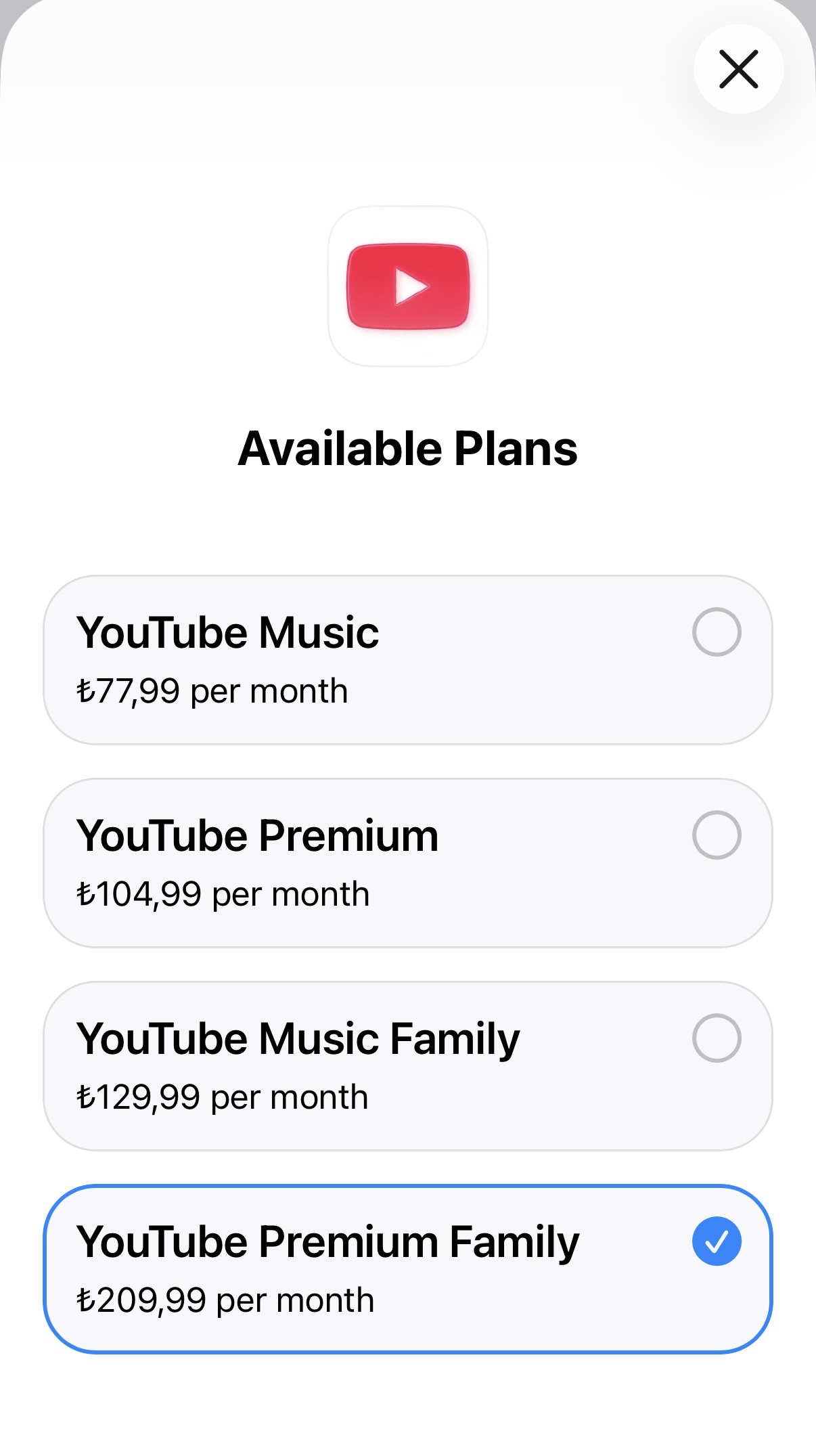Youtubeプレミアム トルコ 料金